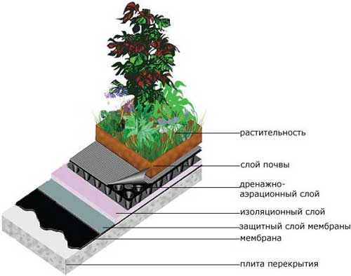 Устройство "зеленой кровли"